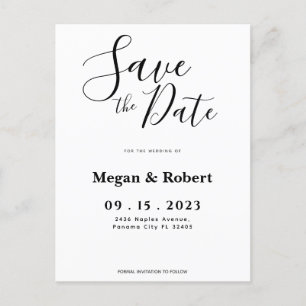 Minimalist Wedding Save The Date Postcard