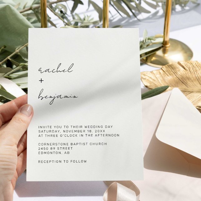 Minimalist Wedding Script Modern Simple Typography Invitation (Creator Uploaded)