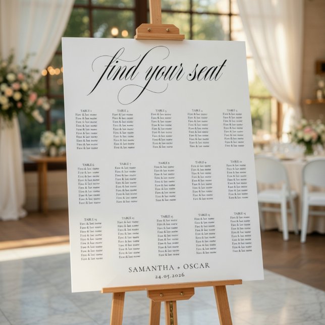 Minimalist Wedding Seating Chart Elegant Script  (Creator Uploaded)