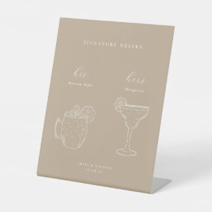 Minimalist Wedding Signature Drinks Pedestal Sign
