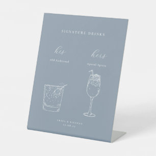Minimalist Wedding Signature Drinks Pedestal Sign