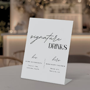 Minimalist Wedding Signature Drinks Pedestal Sign