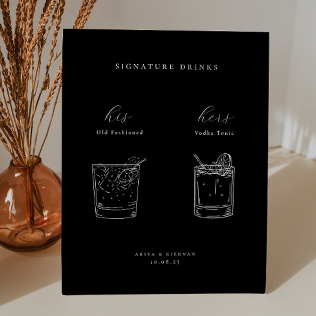 Minimalist Wedding Signature Drinks Pedestal Sign (Creator Uploaded)