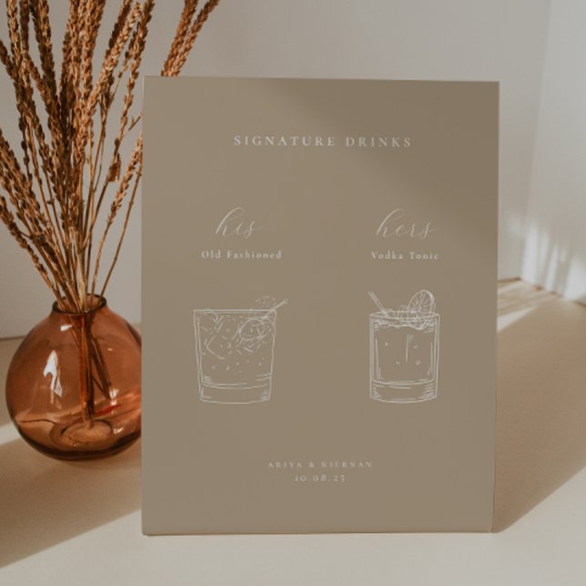 Minimalist Wedding Signature Drinks Pedestal Sign (Creator Uploaded)