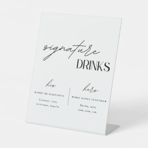 Minimalist Wedding Signature Drinks Pedestal Sign