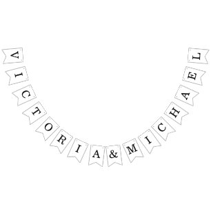 Minimalist Wedding Simple Black and White Names  Bunting