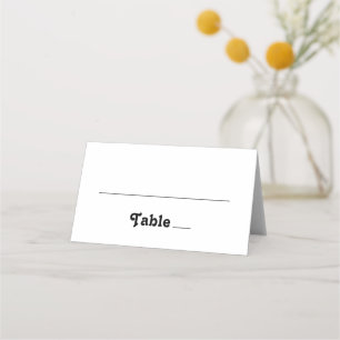 Minimalist Wedding Simple Clean Black and White Place Card
