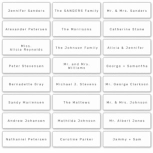 Minimalist wedding simple guest names labels