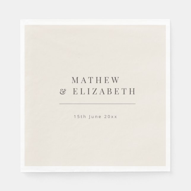 Minimalist Wedding Soft Beige Napkin (Front)