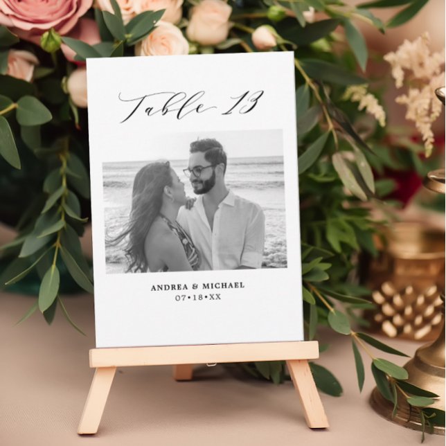 Minimalist Wedding Table 13 Number & Pictures Card (Creator Uploaded)