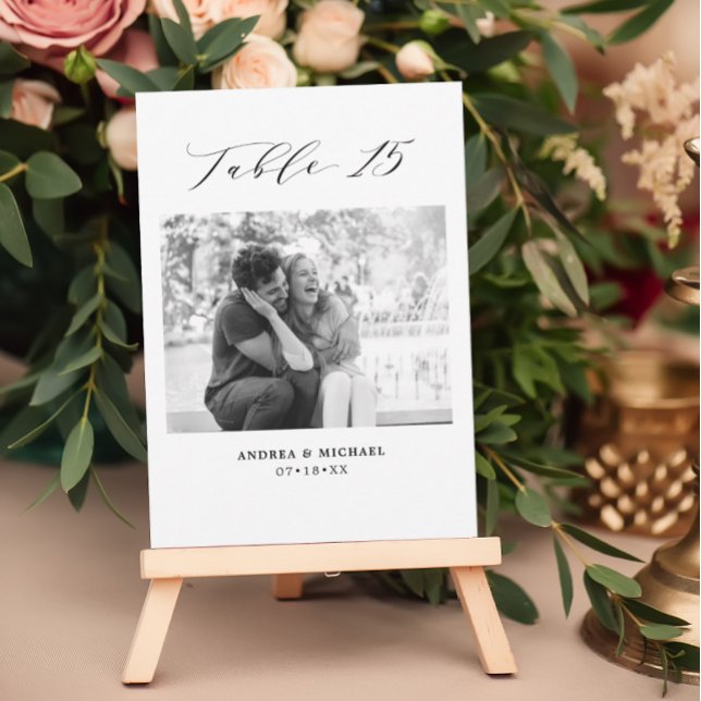 Minimalist Wedding Table 15 Number & Pictures Card (Creator Uploaded)