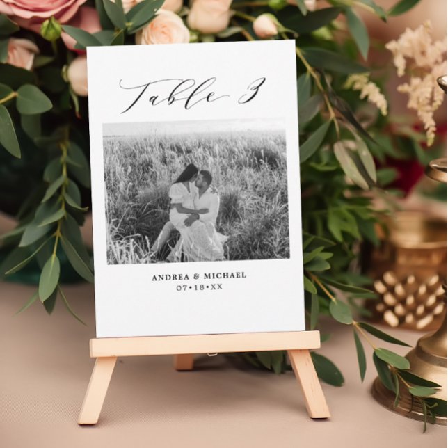 Minimalist Wedding Table 3 Number & Pictures Card (Creator Uploaded)