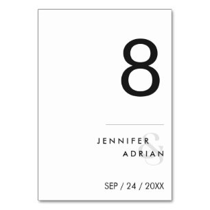 Minimalist Wedding Table Number - Customisable
