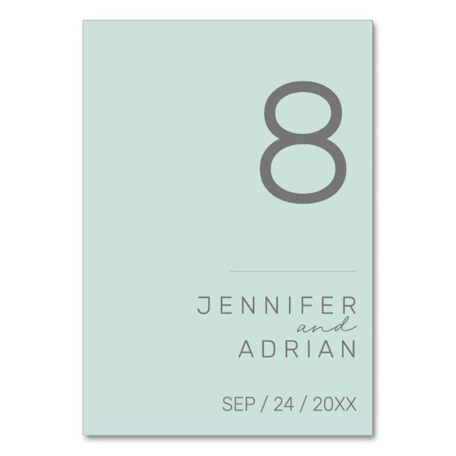 Minimalist Wedding Table Number - Customisable (Front)