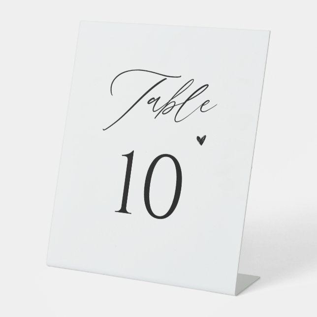 Minimalist Wedding Table Numbers Pedestal Sign (Front)