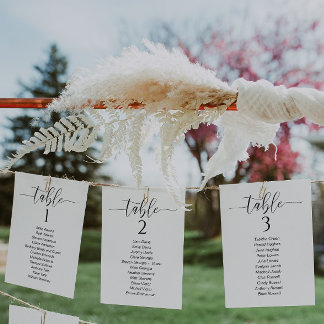 Minimalist Wedding Table Seating Chart Card 
