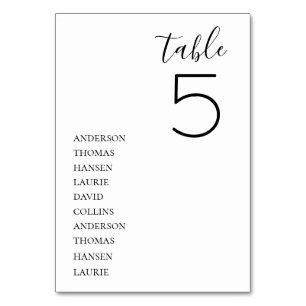 Minimalist Wedding Table Table Number