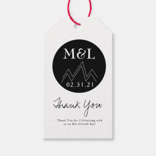 Minimalist Wedding Thank You Black White Mountains Gift Tags