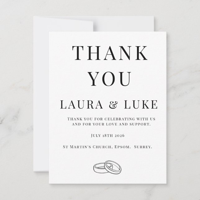 Minimalist Wedding Thank You Card | Editable (Front)