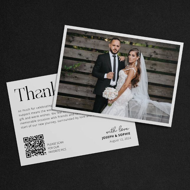 Minimalist Wedding Thank You Card Photo QR Code (Creator Uploaded)
