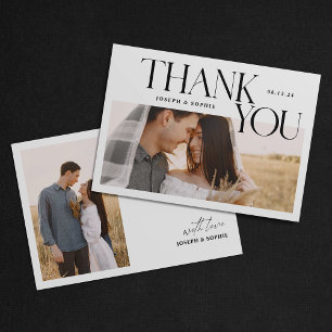 Minimalist Wedding Thank You Card with 2 Photo