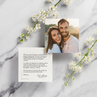 Minimalist Wedding Thank You Cards with Photo