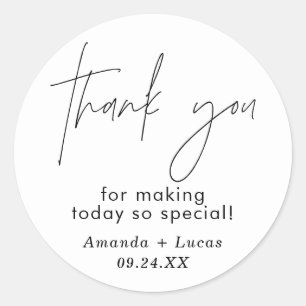 Minimalist Wedding Thank You Favour Sticker