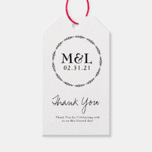 Minimalist Wedding Thank You Greenery Wreath Gift Tags