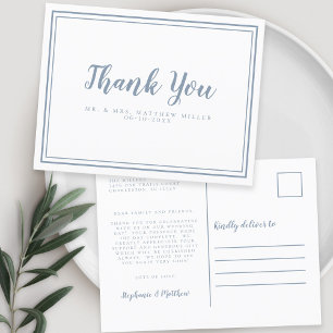 Minimalist Wedding Thank You Message Modern Postcard