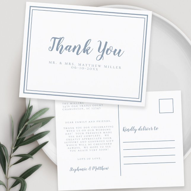 Minimalist Wedding Thank You Message Modern Postcard (Minimalist Wedding Thank You Message Modern Postcard)