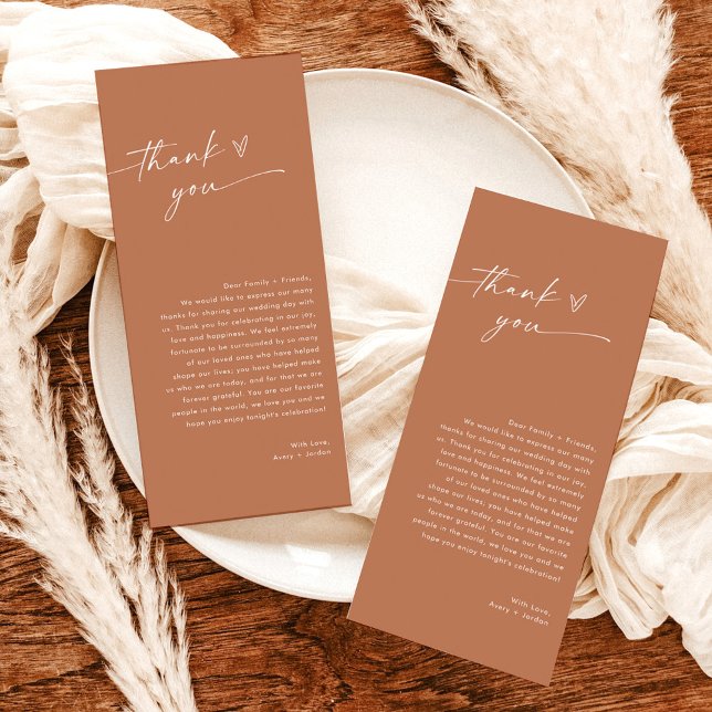 Minimalist Wedding Thank You Note, Boho Terracotta (Creator Uploaded)