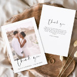 Minimalist Wedding Thank You Photo Simple<br><div class="desc">Wedding Thank You Cards that have a photo on the front and back. The Thank you cards contain a modern hand lettered cursive script typography that are elegant,  simple and modern to use after you wedding day celebration.</div>