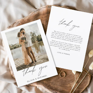 Minimalist Wedding Thank You Photo Simple Card