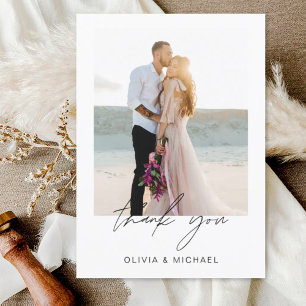 Minimalist Wedding Thank You Photo Simple Card