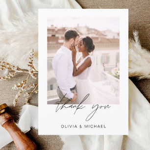 Minimalist Wedding Thank You Photo Simple Card