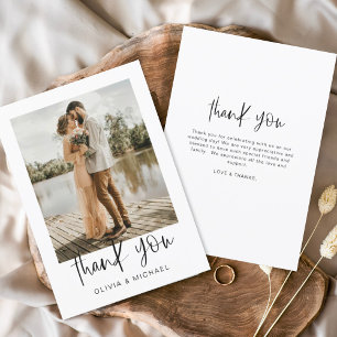Minimalist Wedding Thank You Photo Simple Card