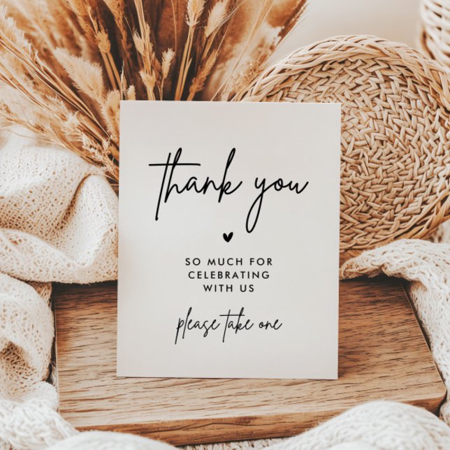 Minimalist Wedding Thank You Please Take One Table Pedestal Sign (Creator Uploaded)