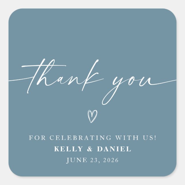 Minimalist Wedding Thank You Square Sticker (Front)