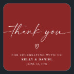 Minimalist Wedding Thank You Square Sticker<br><div class="desc">These wedding favour stickers are the perfect addition to your wedding,  shower,  rehearsal dinner,  and more!</div>