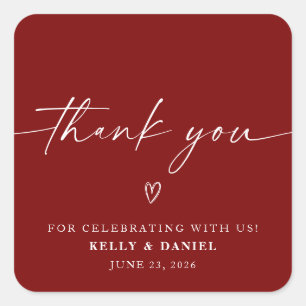 Minimalist Wedding Thank You Square Sticker