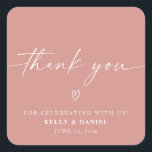 Minimalist Wedding Thank You Square Sticker<br><div class="desc">These wedding favour stickers are the perfect addition to your wedding,  shower,  rehearsal dinner,  and more!</div>