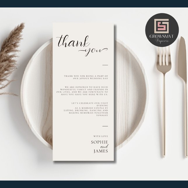 Minimalist Wedding Thank You Table Place Card (Creator Uploaded)