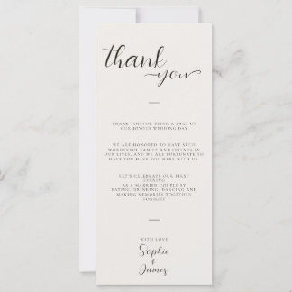 Minimalist Wedding Thank You Table Place Card