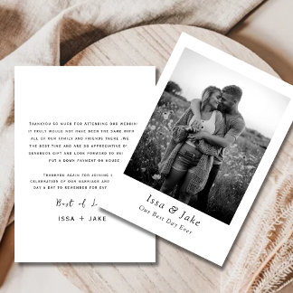 Minimalist wedding thankyou card with Photo