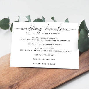 Minimalist Wedding Timeline   Script Itinerary Invitation