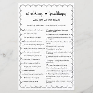 Minimalist wedding traditions bride shower game