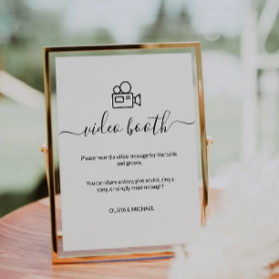 Minimalist Wedding Video Booth Sign, contemporary Pedestal Sign