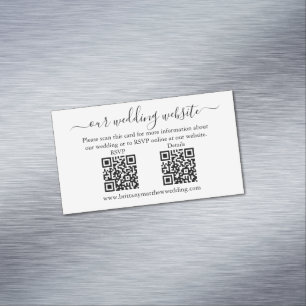 Minimalist Wedding Website QR 25 Magnet Cards