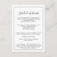 Minimalist Wedding Weekend Schedule of Events