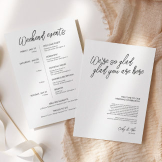 Minimalist Wedding Welcome Bag Insert Programme